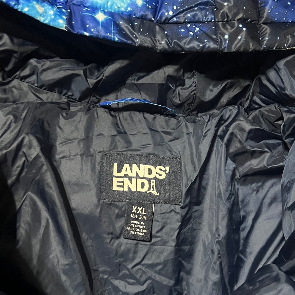 Kids Lands End Galaxy Print Puffer Jacket - Picture 2 of 4